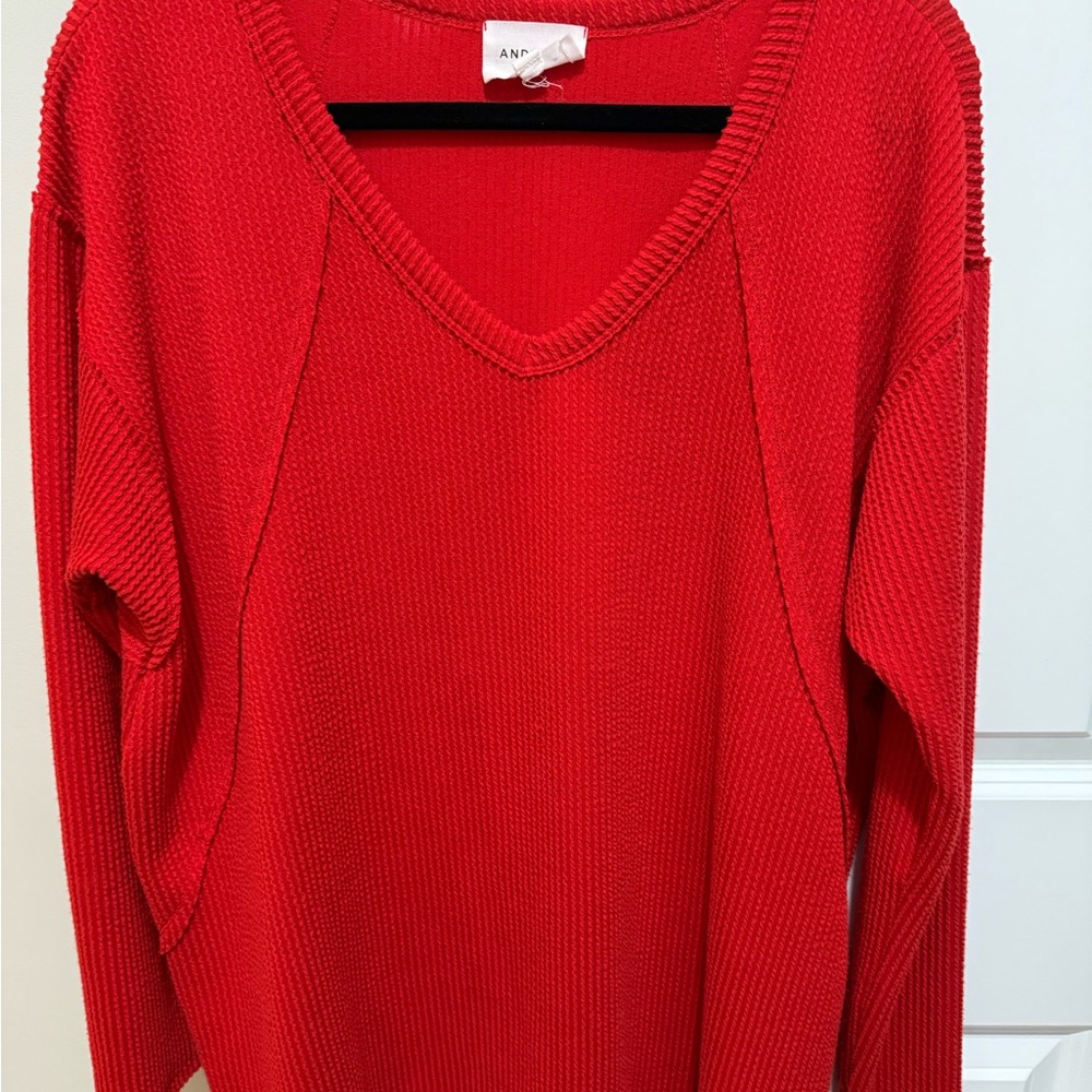 ANDREE BY UNIT Red V-Neck Tunic